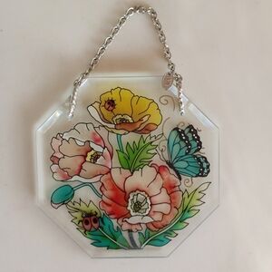 Amia Floral Stained Glass Art with Chain